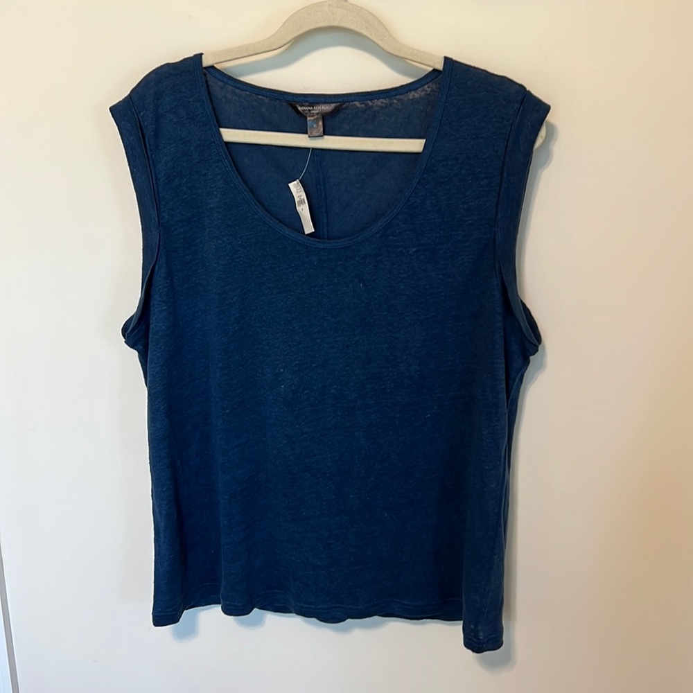 Banana Republic Linen Women’s Roll Cuff Tank Top / Brand NWT / Size XL / Blue